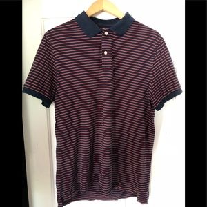 J Crew Red and Navy striped polo